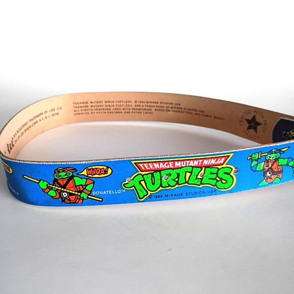 Vintage 90s Teenage Mutant Ninja Turtles Leather Belt Kids Size 20-22" TMNT - Picture 4 of 8